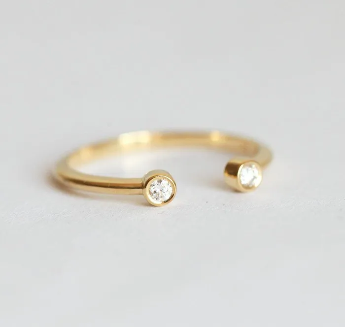 Capucinne Rings Delicate Open Diamond Ring Open Diamond Band