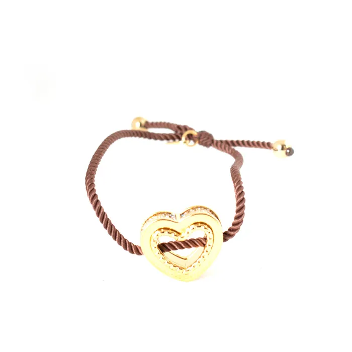 Ferre Milano Bracelets Ferre Milano Bracelet Ip Gold Brown String With Stone