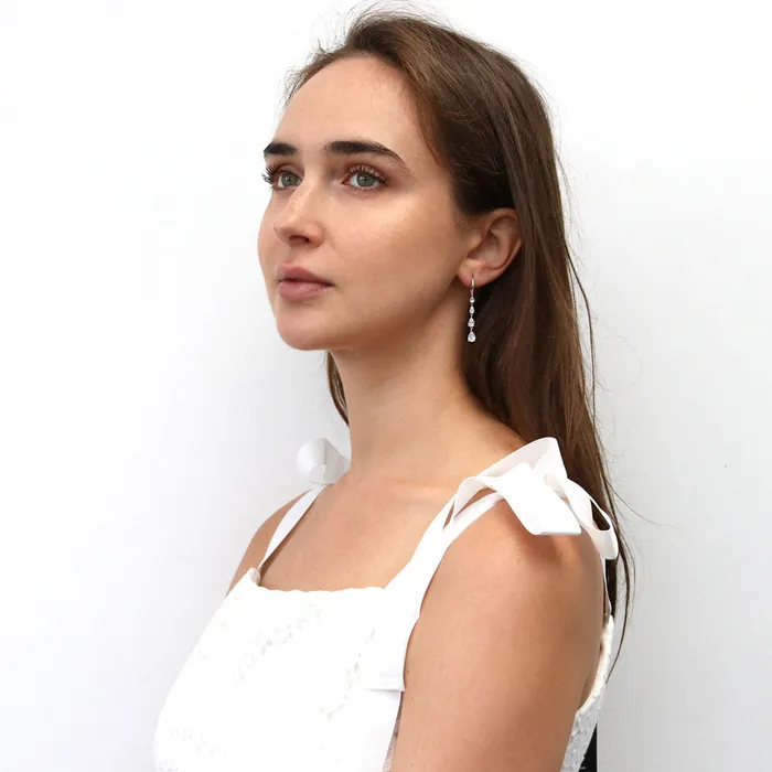 Graduated CZ Leverback Chandelier Earrings in Sterling Silver BERRICLE Earrings