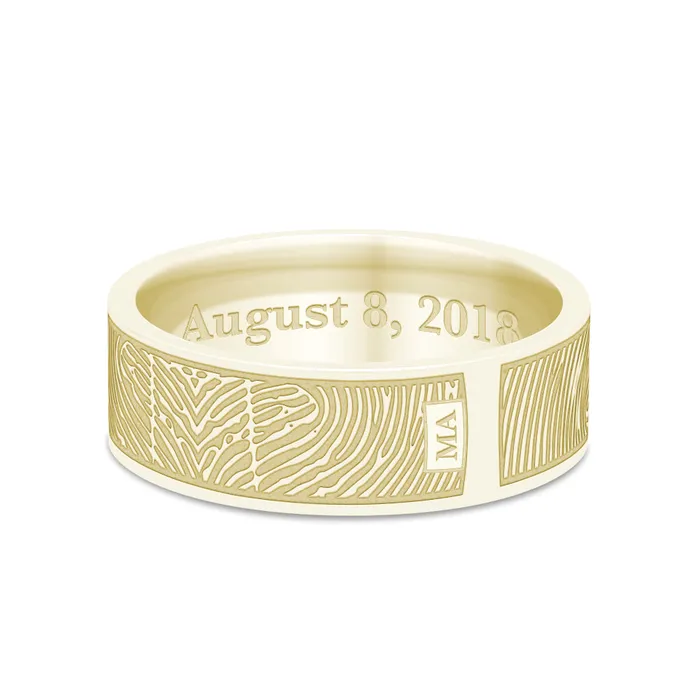 Rings Legacy Touch Dual Print 6mm Yellow Gold Flat Fingerprint Ring