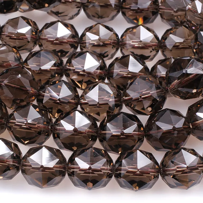 AAA Gem Grade Genuine Natural Smoky Quartz Beads Faceted 6mm 8mm 10mm 12mm 14mm Round Gemstone New Double Hearted Star Cut 16 Strand Intrinsic Trading Earrings