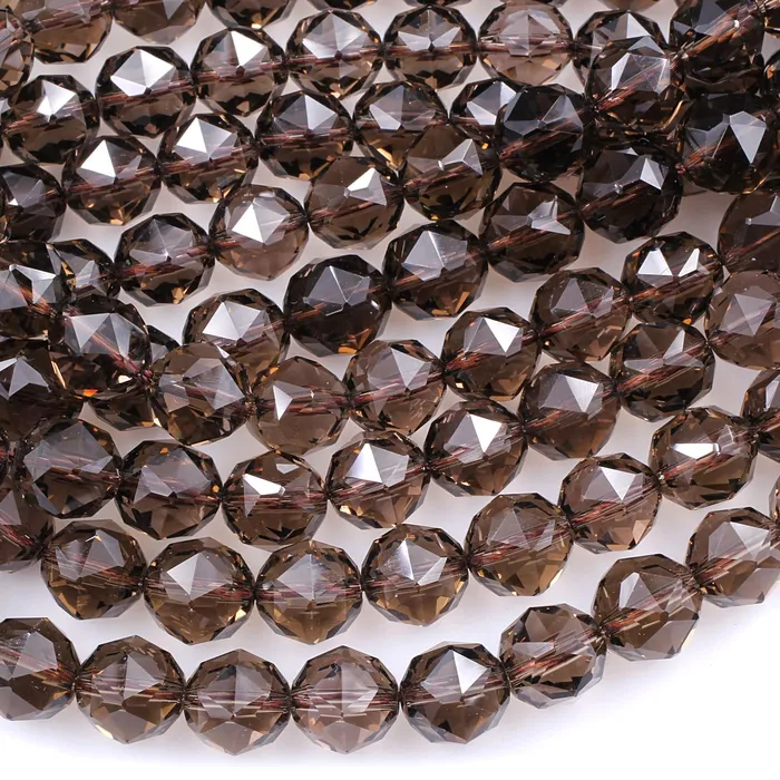AAA Gem Grade Genuine Natural Smoky Quartz Beads Faceted 6mm 8mm 10mm 12mm 14mm Round Gemstone New Double Hearted Star Cut 16 Strand Intrinsic Trading Earrings