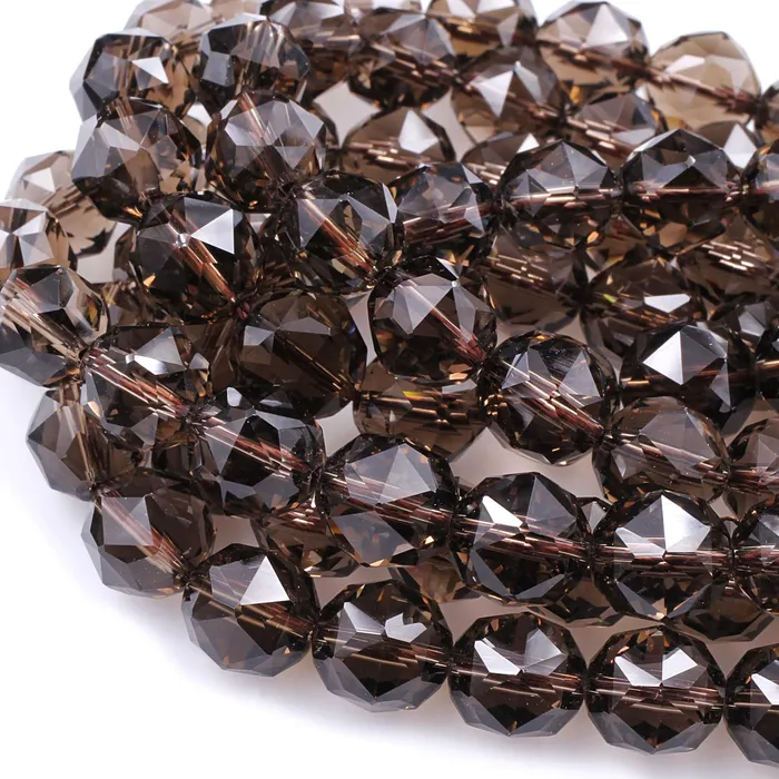 AAA Gem Grade Genuine Natural Smoky Quartz Beads Faceted 6mm 8mm 10mm 12mm 14mm Round Gemstone New Double Hearted Star Cut 16 Strand Intrinsic Trading Earrings