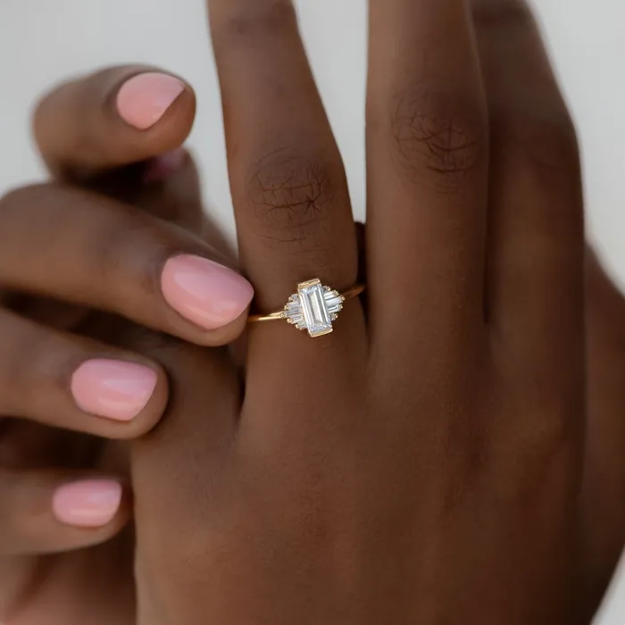 Classic Art Deco Engagement Ring with Baguette Cut Diamonds ARTEMER Rings