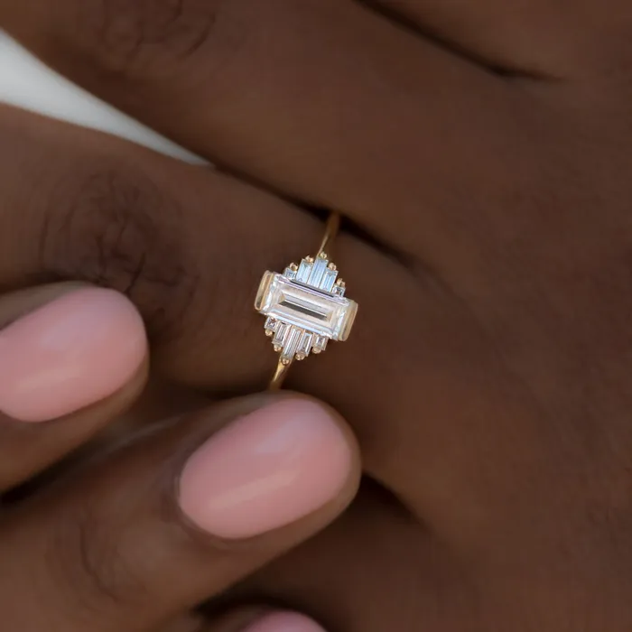 Classic Art Deco Engagement Ring with Baguette Cut Diamonds ARTEMER Rings
