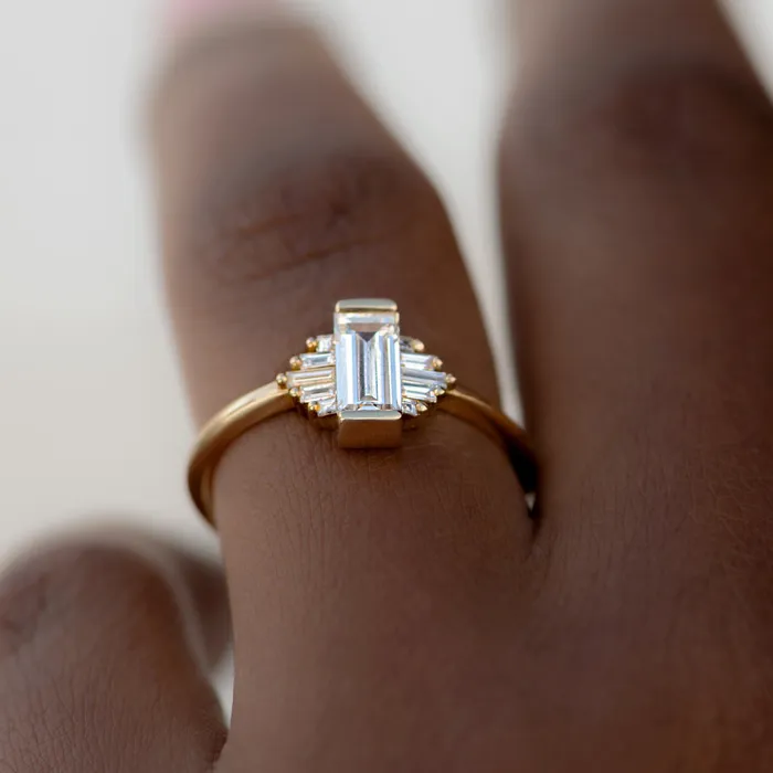 Classic Art Deco Engagement Ring with Baguette Cut Diamonds ARTEMER Rings