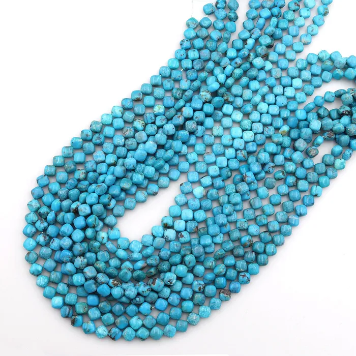 Earrings Intrinsic Trading Genuine Natural Blue Turquoise 6mm Diamond Kite Square Cushion Beads Good For Earrings 155 Strand
