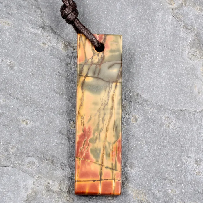 Earrings Intrinsic Trading Matching Set Gemstone Earring Pair with Pendant Red Creek Jasper Rectangle Pendant Modern Super Long Flat Rectangle Shape