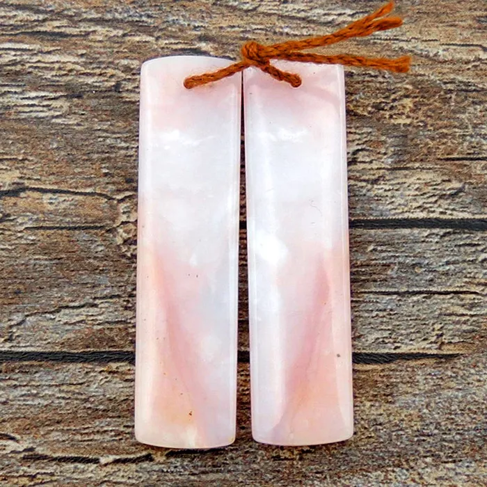 Earrings Intrinsic Trading Natural Peruvian Pink Opal Earring Pair Rectangle Gemstone Cabochon Cab Pair Drilled Matched Earring Stones