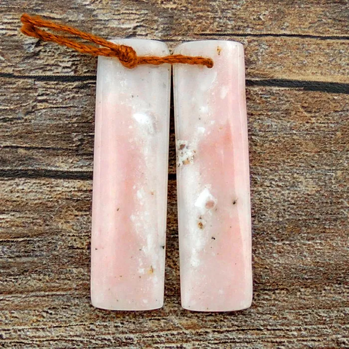 Earrings Intrinsic Trading Natural Peruvian Pink Opal Earring Pair Rectangle Gemstone Cabochon Cab Pair Drilled Matched Earring Stones