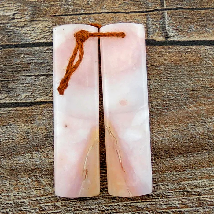 Earrings Intrinsic Trading Natural Peruvian Pink Opal Earring Pair Rectangle Gemstone Cabochon Cab Pair Drilled Matched Earring Stones