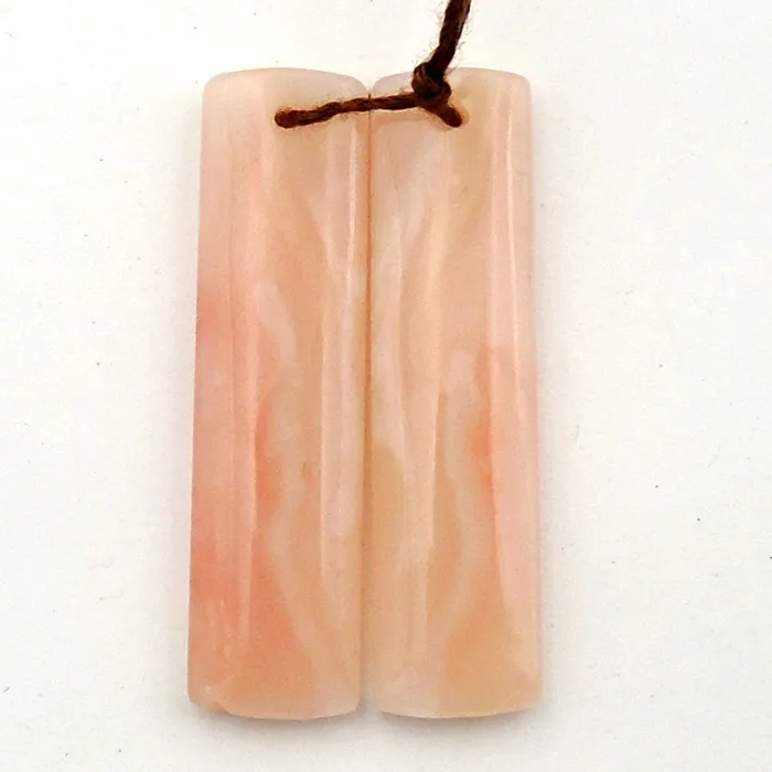 Earrings Intrinsic Trading Natural Peruvian Pink Opal Earring Pair Rectangle Gemstone Cabochon Cab Pair Drilled Matched Earring Stones