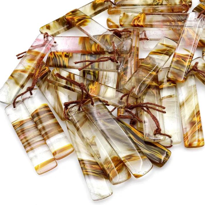 Intrinsic Trading Cherry Quartz Golden Swirls Earring Rectangle Drilled Matched Bead Pair Earrings