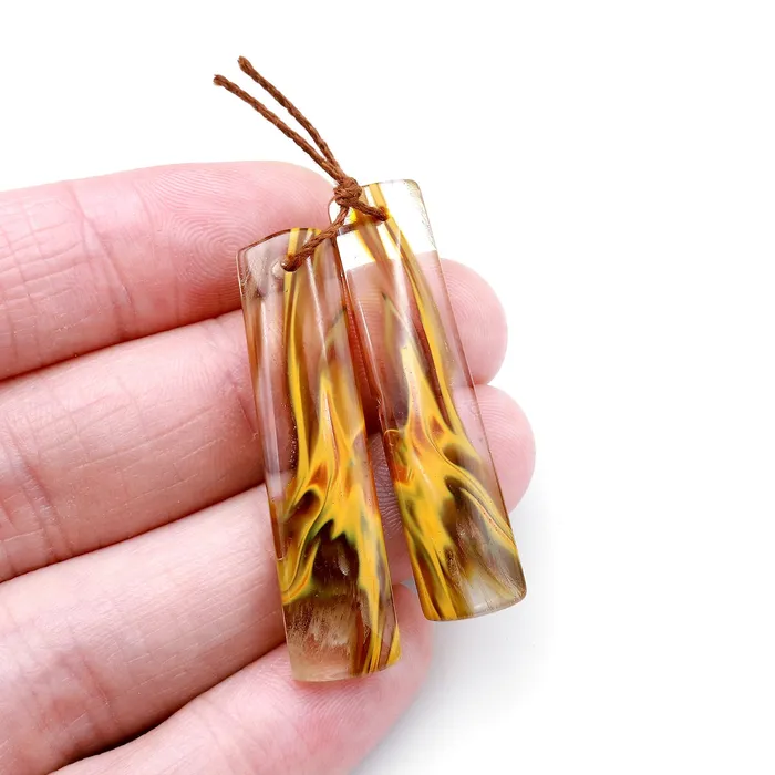 Intrinsic Trading Cherry Quartz Golden Swirls Earring Rectangle Drilled Matched Bead Pair Earrings
