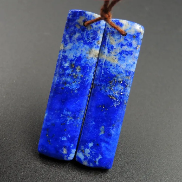 Intrinsic Trading Earrings Lapis Earring Pair With Pyrite Rectangle Cabochon Cab Pair Drilled Matched Earrings Natural Stone Bead Pair E2763