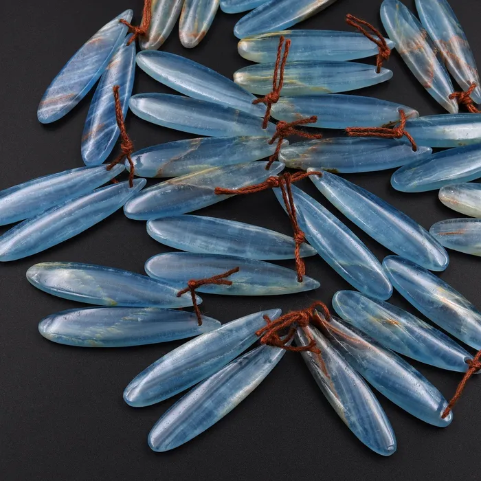 Intrinsic Trading Earrings Natural Argentina Lemurian Aquatine Blue Calcite Teardrop Earring Pairs Drilled Matched Earring Gemstone Beads