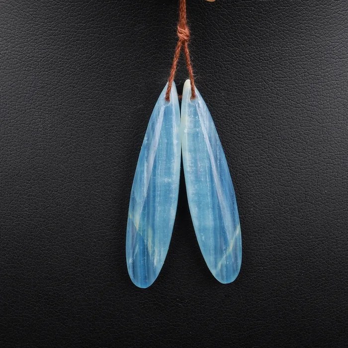 Intrinsic Trading Earrings Natural Argentina Lemurian Aquatine Blue Calcite Teardrop Earring Pairs Drilled Matched Earring Gemstone Beads