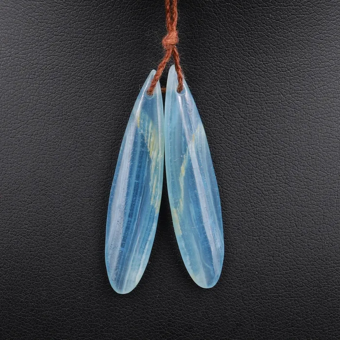 Intrinsic Trading Earrings Natural Argentina Lemurian Aquatine Blue Calcite Teardrop Earring Pairs Drilled Matched Earring Gemstone Beads