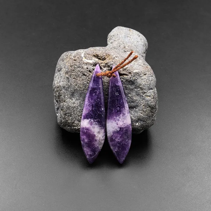 Intrinsic Trading Earrings Natural Purple Lepidolite Abstract Leaf Earring Pair Matched Gemstone Pair A4 Intrinsic Trading Earrings Natural Purple Lepidolite Abstract Leaf Earring Pair Matched Gemstone Pair A4
