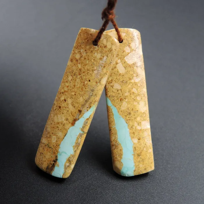 Intrinsic Trading Earrings Natural Turquoise From Royston Nevada Cabochon Cab Pair Drilled Matched Earrings Bead Pair E2049