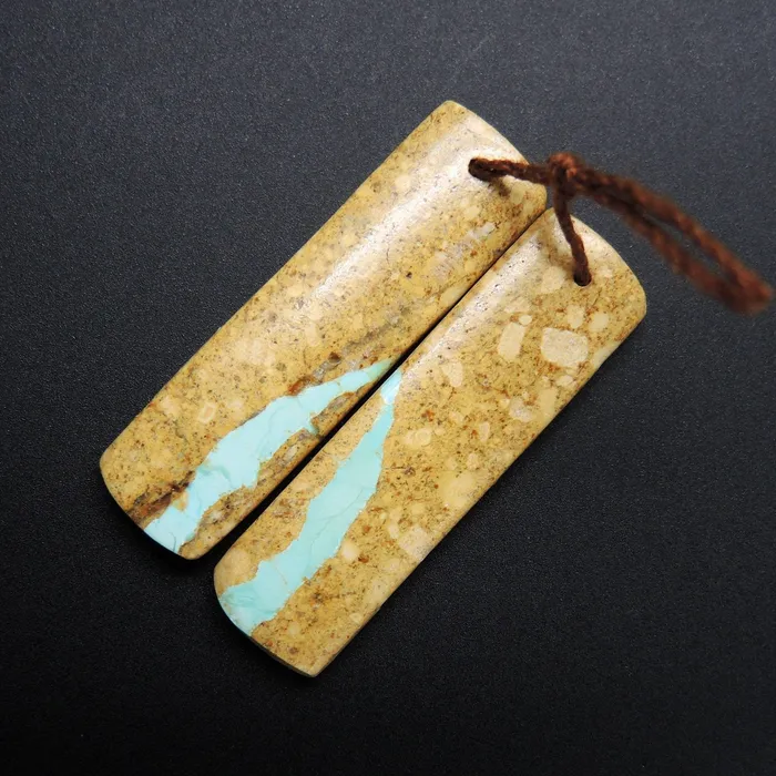 Intrinsic Trading Earrings Natural Turquoise From Royston Nevada Cabochon Cab Pair Drilled Matched Earrings Bead Pair E2049