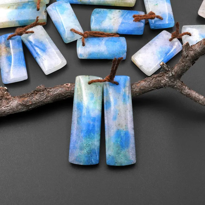 Intrinsic Trading Rare Natural Blue Azurite in Calcite Rectangle Earring Pair Matched Gemstone Beads from Pakistan Afghanistan Where K2 is Found A1 Earrings Intrinsic Trading Rare Natural Blue Azurite in Calcite Rectangle Earring Pair Matched Gemstone Beads from Pakistan Afghanistan Where K2 is Found A1 Earrings