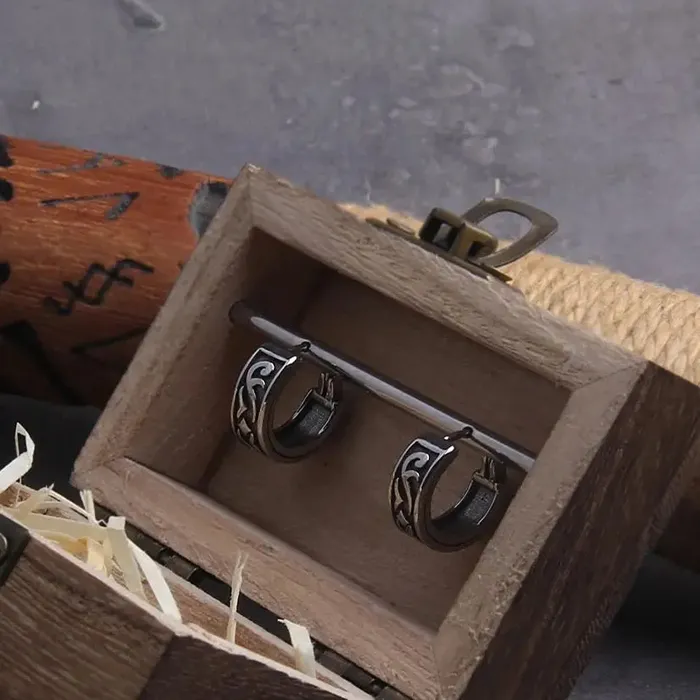 Mark Of Mmisbrunnr Stainless Steel Hoop Earrings Viking Trinkets Earrings Mark Of Mmisbrunnr Stainless Steel Hoop Earrings Viking Trinkets Earrings