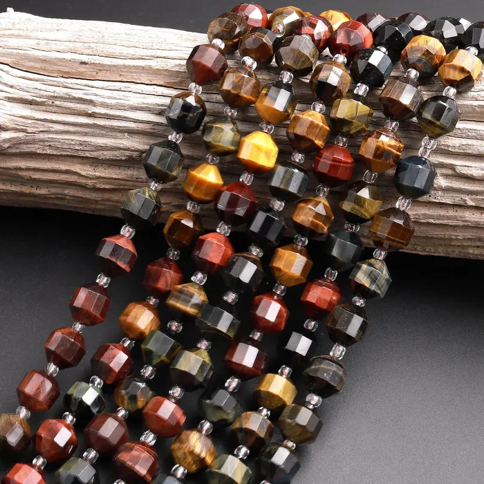 Natural Blue Red Gold Brown Tigers Eye 8mm 10mm Beads Faceted Energy Prism Double Point Cut 155 Strand Intrinsic Trading Earrings Natural Blue Red Gold Brown Tigers Eye 8mm 10mm Beads Faceted Energy Prism Double Point Cut 155 Strand Intrinsic Trading Earrings