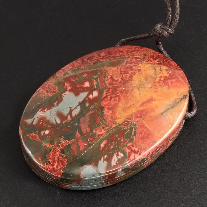 Necklaces Intrinsic Trading Natural Red Creek Jasper Pendant Side Drilled Long Oval Shape Pendant Natural Multi Color Picasso Jasper Cherry Creek Jasper