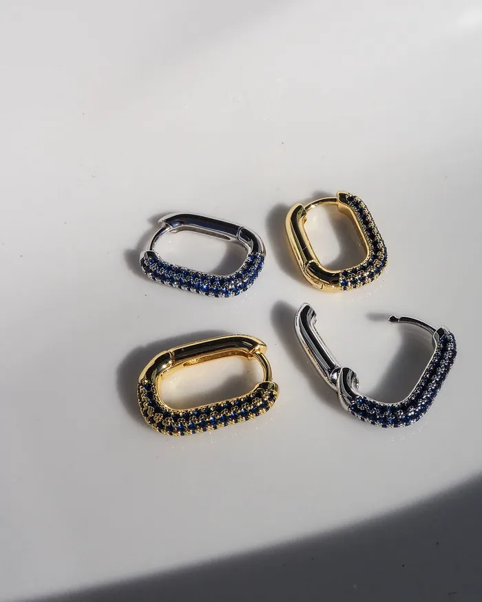 Pave Chain Link Huggies Blue Sapphire Silver Luv Aj Rings Pave Chain Link Huggies Blue Sapphire Silver Luv Aj Rings