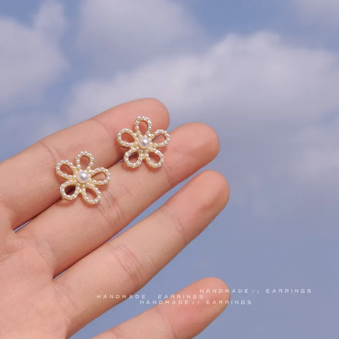 Pearl Flower Earring Studs Refined by AnnaKaci Earrings