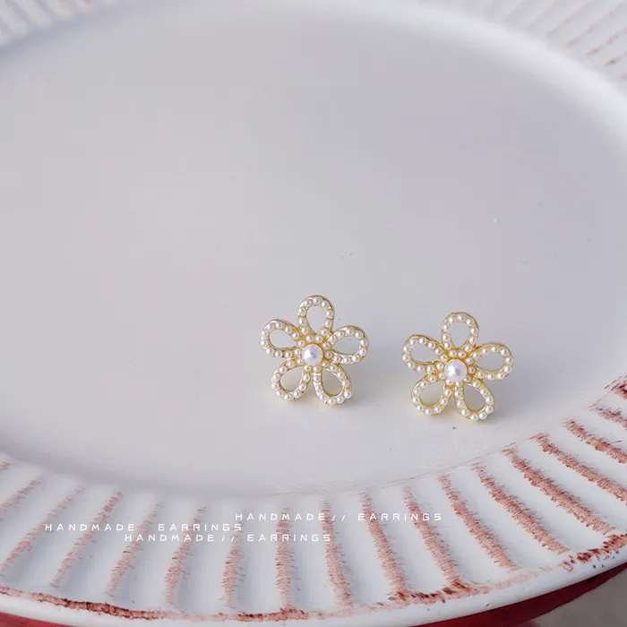 Pearl Flower Earring Studs Refined by AnnaKaci Earrings