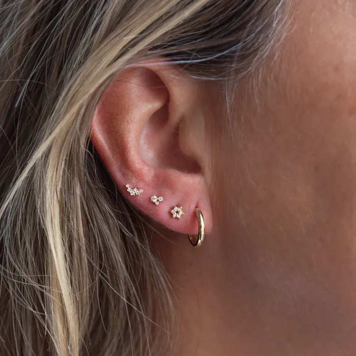 Suetables Earrings 14K Gold Star of David Single Stud Earring