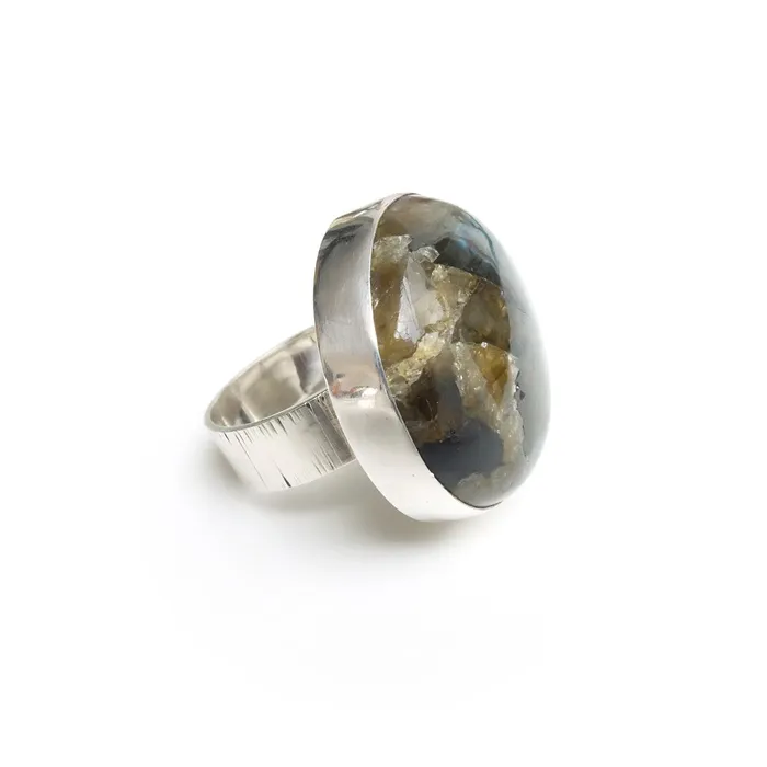 aliceeden Rings Labradorite Gemstone Ring set in Sterling Silver PROTECTION