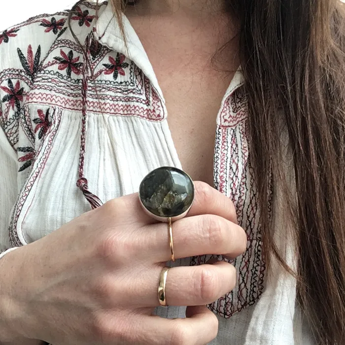 aliceeden Rings Labradorite Gemstone Ring set in Sterling Silver PROTECTION
