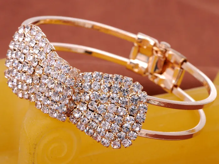Alilang Bracelets Vintage Glam Encrusted Ribbon Bow Loop Cuff Bangle Bracelet Alilang Bracelets Vintage Glam Encrusted Ribbon Bow Loop Cuff Bangle Bracelet