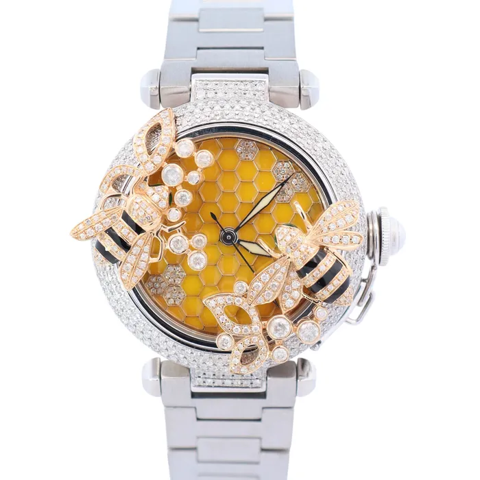 Cartier Pasha 35mm Custom Honeycomb Dial Watch Ref W31043M7 Happy Jewelers Watches Cartier Pasha 35mm Custom Honeycomb Dial Watch Ref W31043M7 Happy Jewelers Watches