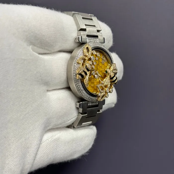Cartier Pasha 35mm Custom Honeycomb Dial Watch Ref W31043M7 Happy Jewelers Watches Cartier Pasha 35mm Custom Honeycomb Dial Watch Ref W31043M7 Happy Jewelers Watches