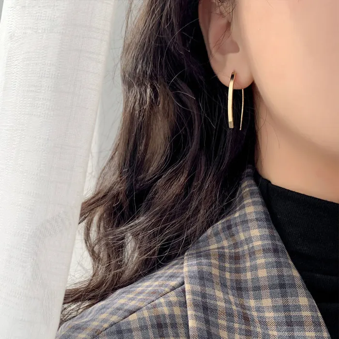 Gold Simplistic Curved Retro Earrings Refined by AnnaKaci Earrings