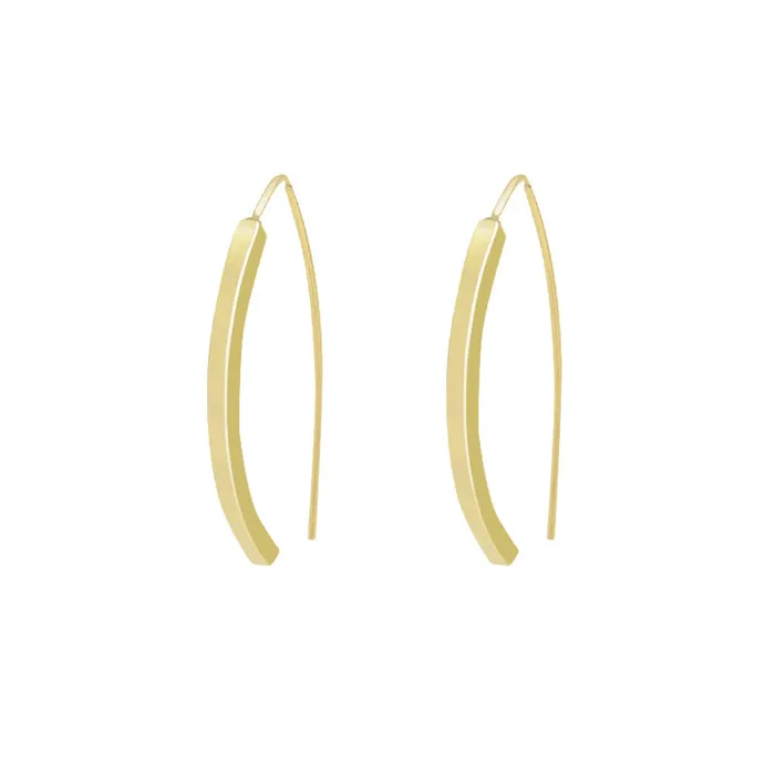 Gold Simplistic Curved Retro Earrings Refined by AnnaKaci Earrings