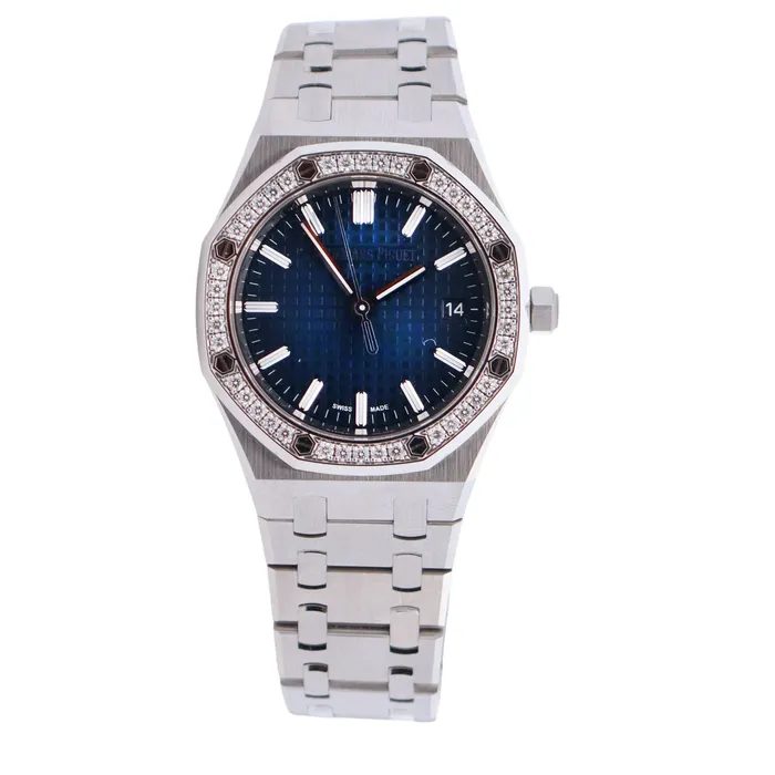 Happy Jewelers Watches Audemars Piguet Royal Oak 34mm Blue Dial Watch Ref 77451STZZ1361ST04 Happy Jewelers Watches Audemars Piguet Royal Oak 34mm Blue Dial Watch Ref 77451STZZ1361ST04