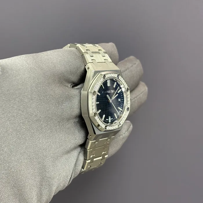 Happy Jewelers Watches Audemars Piguet Royal Oak 34mm Blue Dial Watch Ref 77451STZZ1361ST04 Happy Jewelers Watches Audemars Piguet Royal Oak 34mm Blue Dial Watch Ref 77451STZZ1361ST04