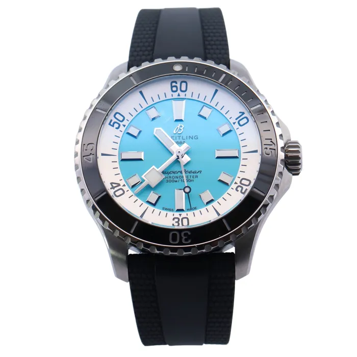 Happy Jewelers Watches Breitling Superocean Stainless Steel 44mm Blue Dot Dial Watch Reference A17376 Happy Jewelers Watches Breitling Superocean Stainless Steel 44mm Blue Dot Dial Watch Reference A17376
