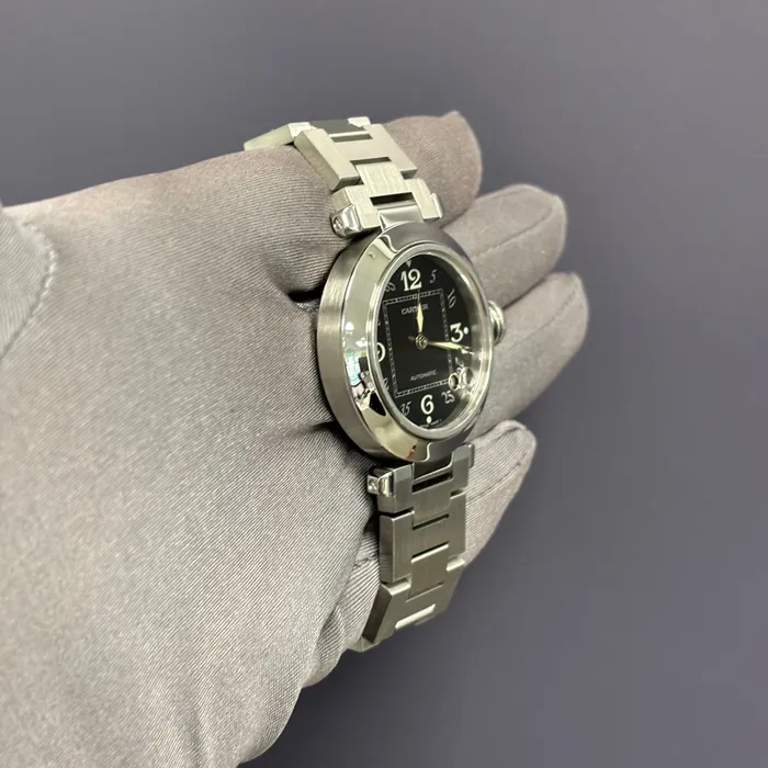 Happy Jewelers Watches Cartier Pasha 35mm Black Dial Watch Ref W31043M7 Happy Jewelers Watches Cartier Pasha 35mm Black Dial Watch Ref W31043M7