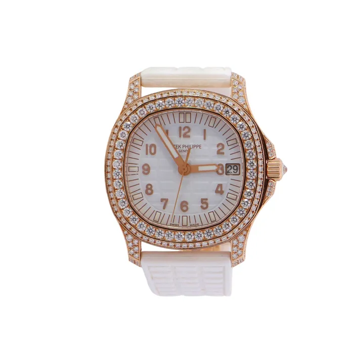 Happy Jewelers Watches Patek Philippe Aquanut Yellow Gold 35mm White Arabic Dial Watch Reference 5068R Happy Jewelers Watches Patek Philippe Aquanut Yellow Gold 35mm White Arabic Dial Watch Reference 5068R
