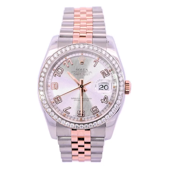 Happy Jewelers Watches Rolex Datejust 36mm Centric Circle Silver Roman Dial Watch Ref 116231