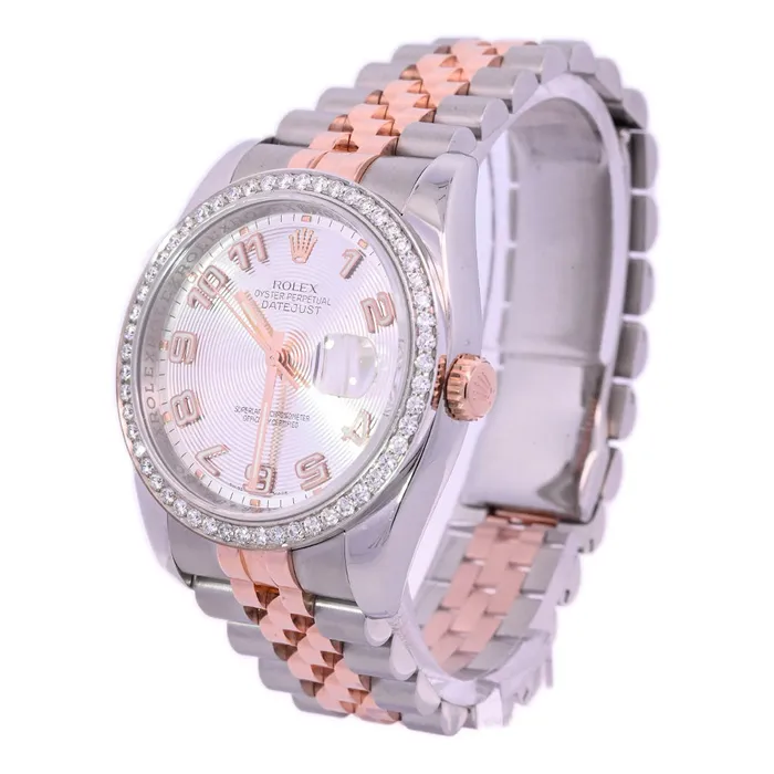 Happy Jewelers Watches Rolex Datejust 36mm Centric Circle Silver Roman Dial Watch Ref 116231