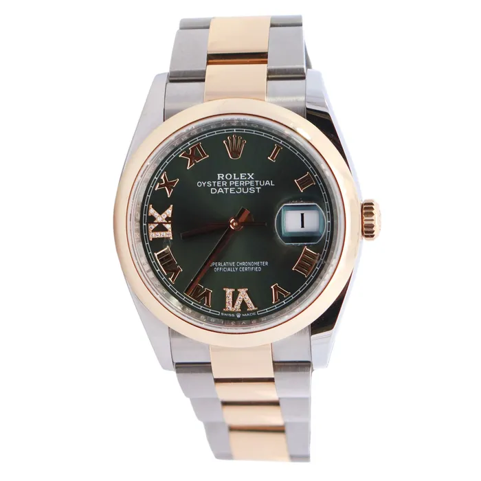 Happy Jewelers Watches Rolex Datejust 36mm Green Dial Watch Ref 126203