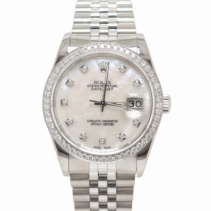 Happy Jewelers Watches Rolex Datejust 36mm MOP Dial Watch Ref 16234