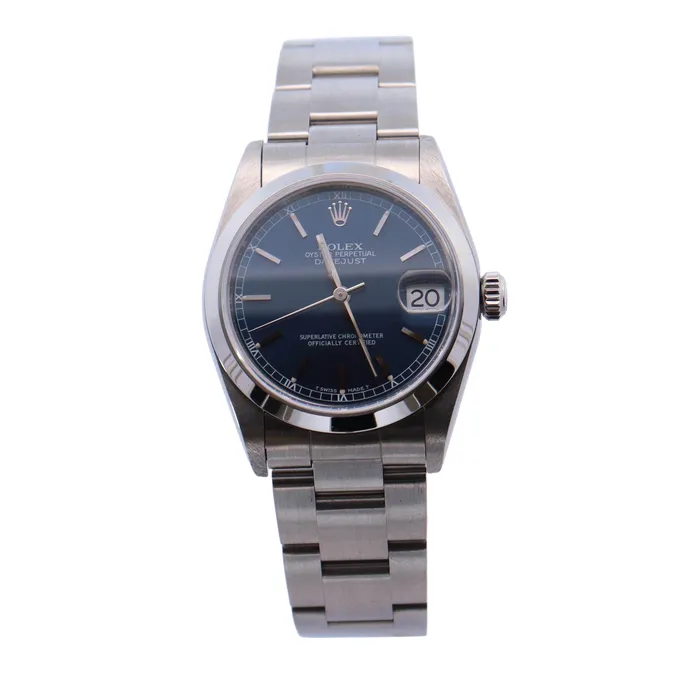 Happy Jewelers Watches Rolex Datejust Stainless Steel 31mm Blue Stick Dial Watch Reference 68240 Happy Jewelers Watches Rolex Datejust Stainless Steel 31mm Blue Stick Dial Watch Reference 68240